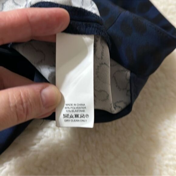 kate spade 16 Wild Ones Navy Blue Black Leopard Print Ankle Cropped Slacks - Picture 12 of 14